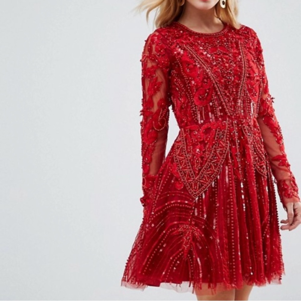 A star is born red embroidery dress size 10